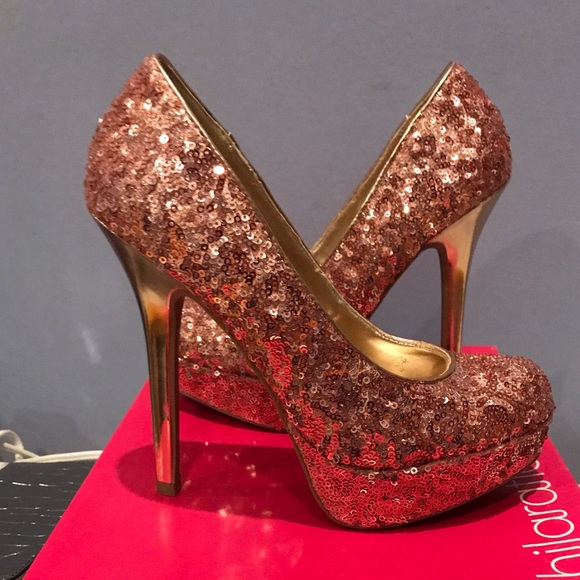 Sequined High Heels - Size 6 1/2 - Picture 3 of 4